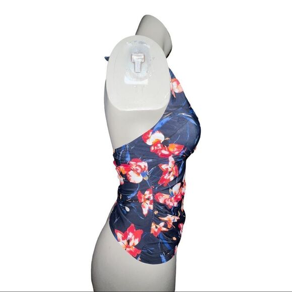 Tommy Hilfiger Navy Coral Water Iris Floral-Print Tankini Swim Top XS NWT - Picture 5 of 8